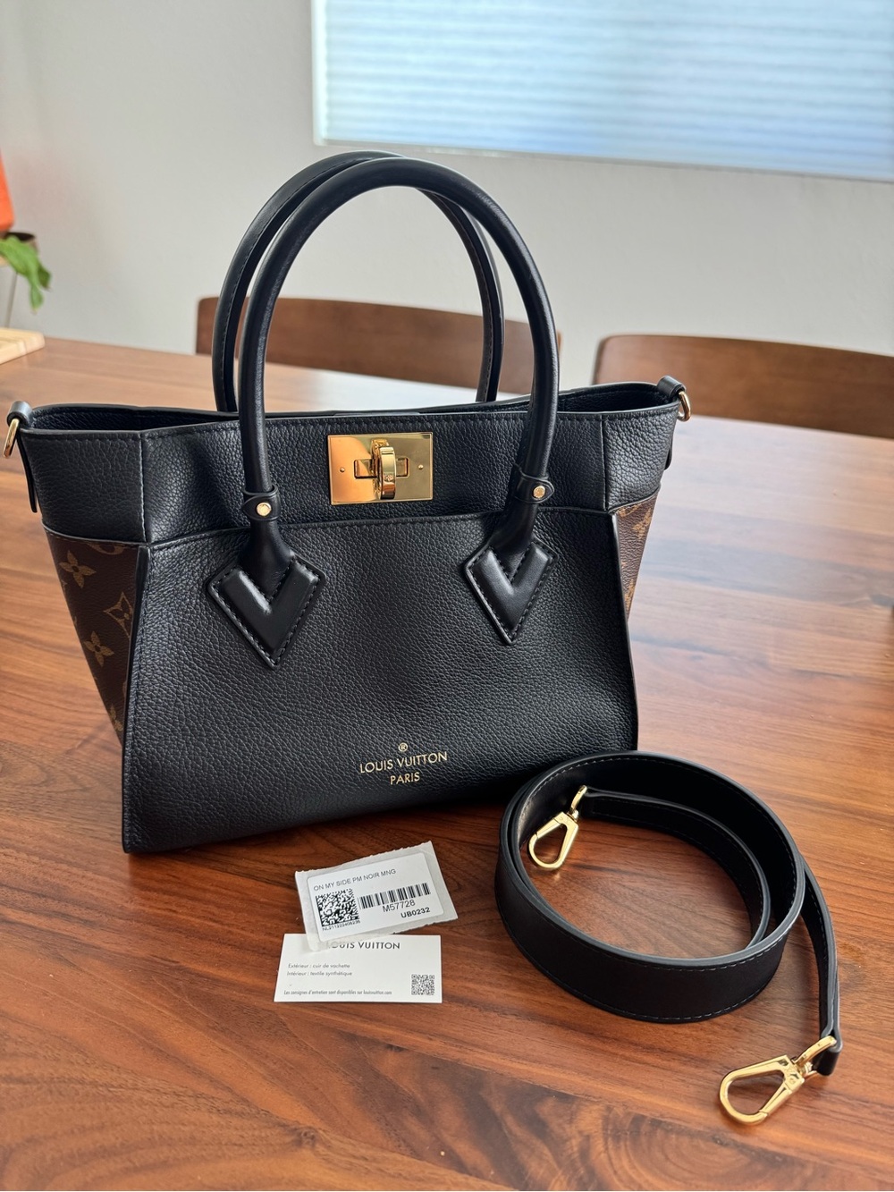 Louis Vuitton On My Side PM Black Leather Monogram Canvas